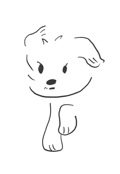 A line drawing of ChonChon, Hilda's dog